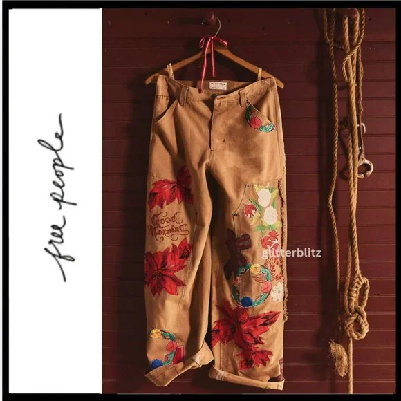Free People We the Free Bright Time Craft Embroidered Pants MSRP $298 - Picture 15 of 16